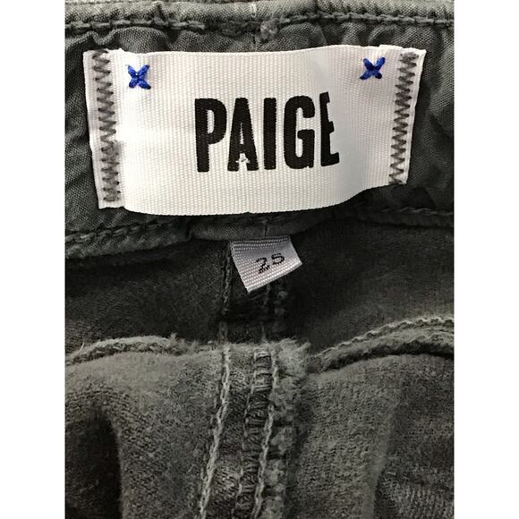 PAIGE Denim Marley Cargo Seam Detail Ankle Zip Jeans Pants Black Currant 25 x 30 - Picture 12 of 16